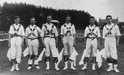 Black and white photo of a group of morris dancers, including George Butterworth